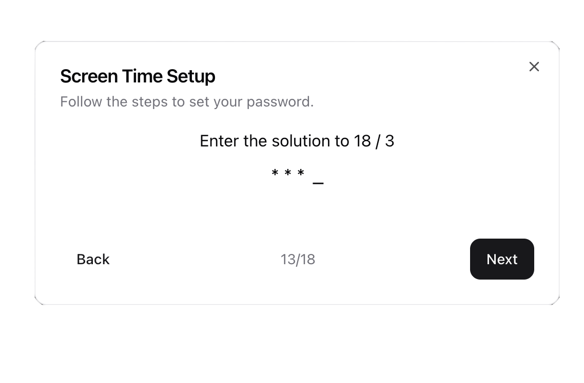 Shutout's password setup process